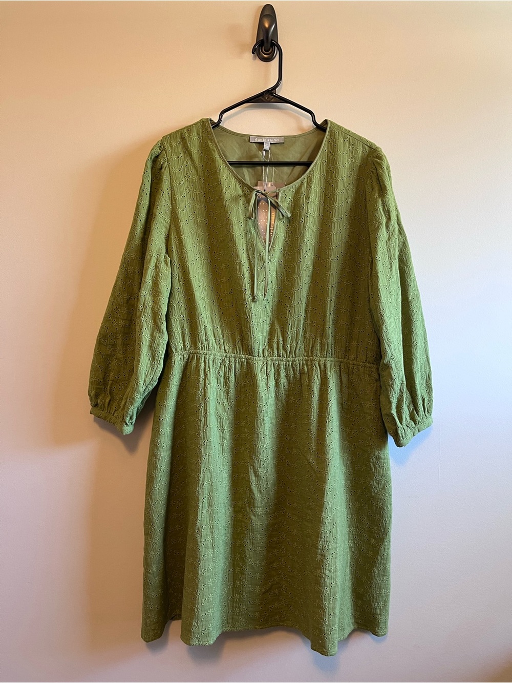 Daniel Rainn Green Floral Tie-Neck Women’s Dress